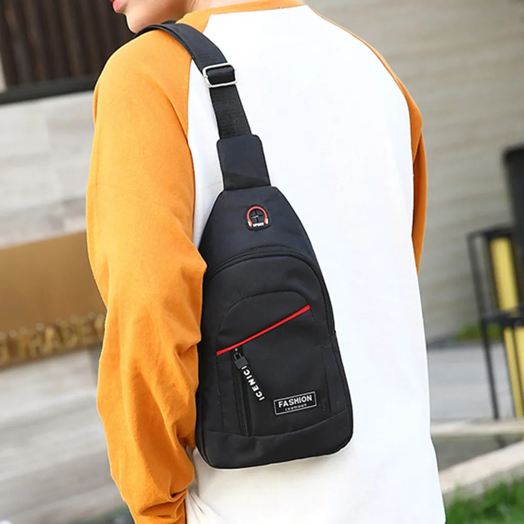 Поясная Сумка мессенджер с Usb зарядкой водонепроницаемая нагрудная из ткани