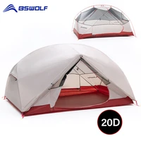 bswolf 2 persons camping tent ultralight 20d 380t nylon double layer waterproof backpacking tent for hiking travel with free mat