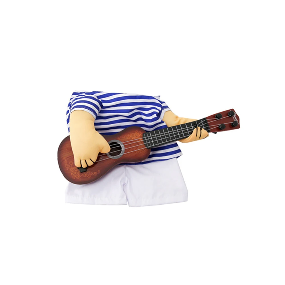Guitar Suit Забавный питомец, гитарист, косплей, костюм для собак, гитарист, наряды, вечерние, на Рождество, Хэллоуин, год, одежда для собак, кошек, плюс парик - Цвет: Guitar Suit