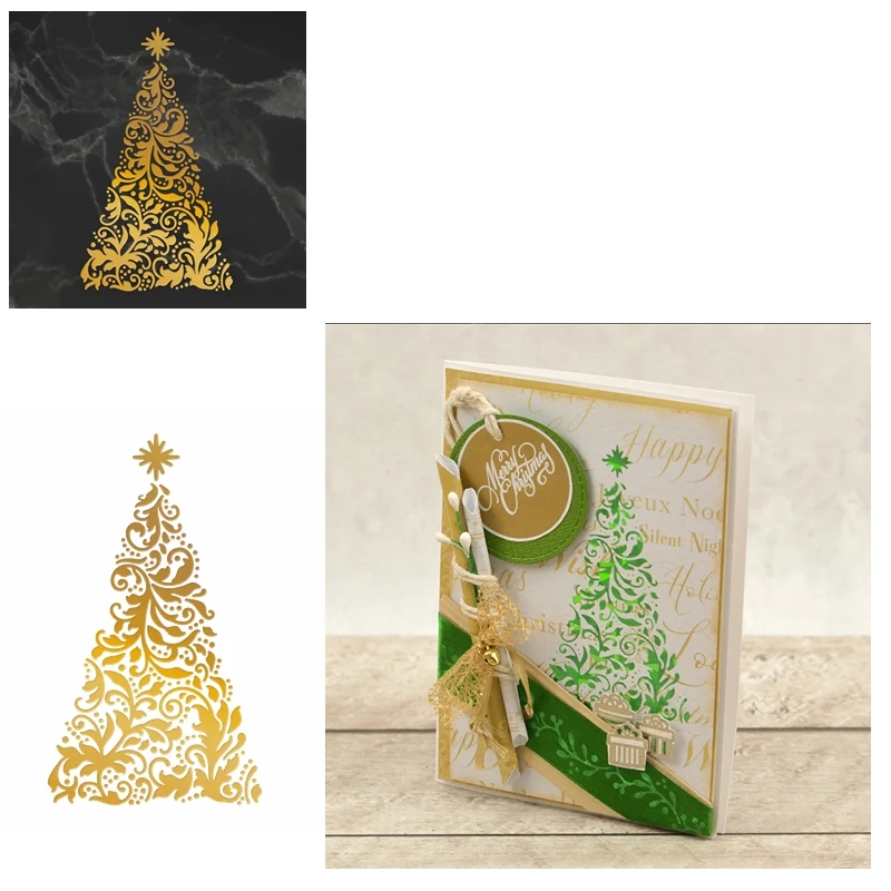 Горячая Фольга пластина нежный выдолбленные Рождественская елка Набор сделай