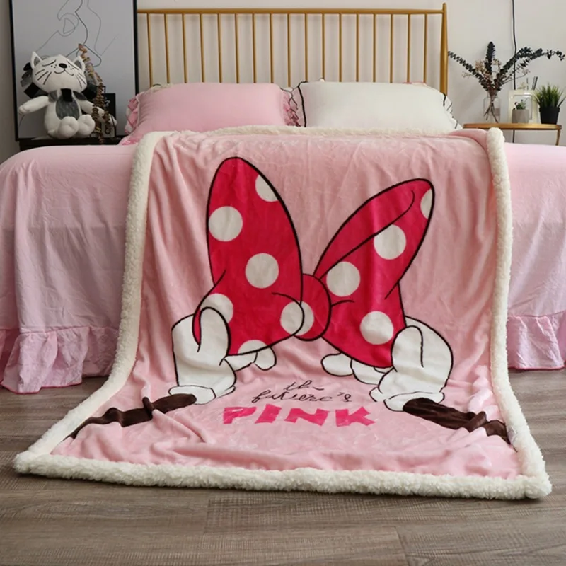 100x140 disney минни Двухслойное утолщенное детское одеяло с рисунком Микки, дышащее одеяло для мальчиков и девочек, детское одеяло с рисунком