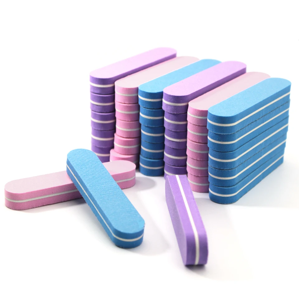 

50/100 Pieces Pink Nail File Strong Thick In Bulk Wholesale Portable Sponge Sandpaper Nail Files 100 180 Professional Manicure
