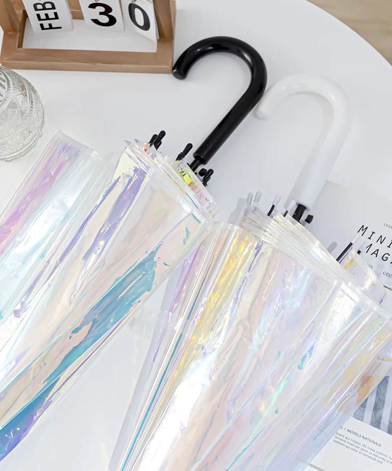 

Reverse Women Umbrella Long Handle Uv Protection Photo Umbrella Transparent Semi Automatic Ombrelli Household Products EF50UB