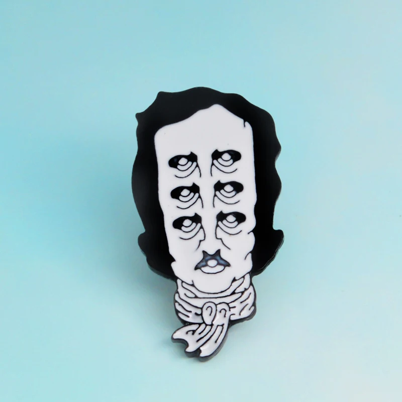 Edgar Allan Poe Inspired Pin Gothic Creepy Brooches Hard enamel lapel pins Backpack Jackets Bags Accessories for Men Women
