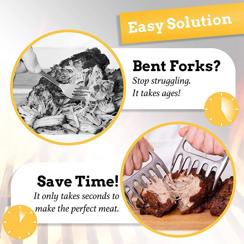 2 шт. Шредер для мяса когти из нержавеющей стали медвежьи барбекю мясные вилки