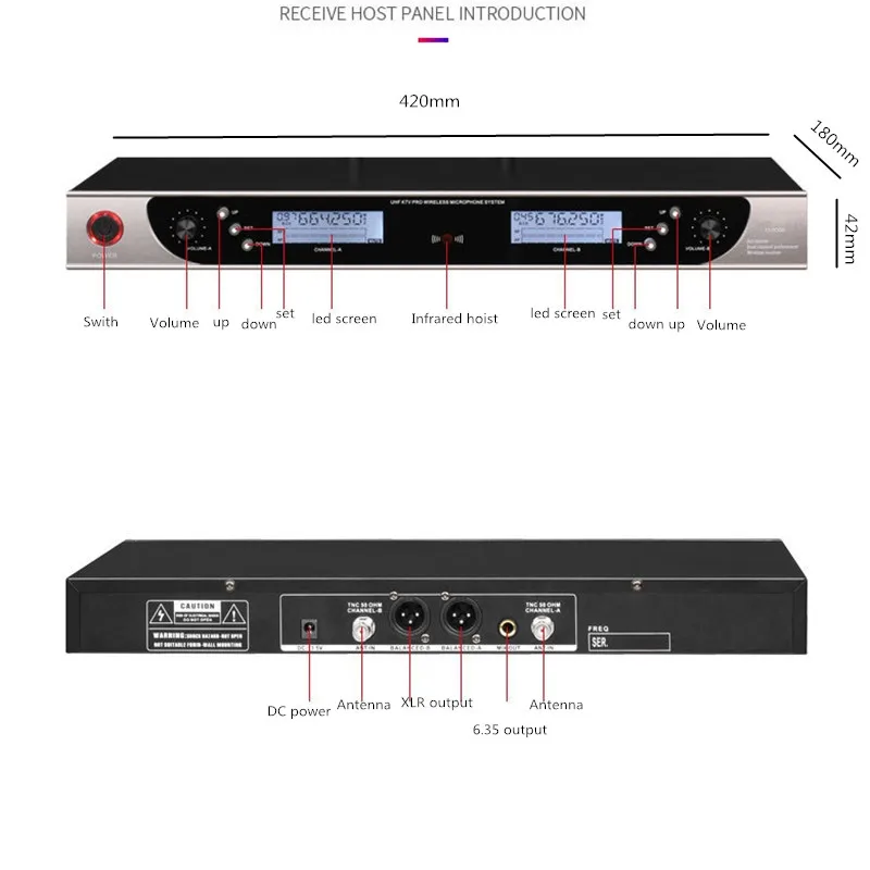 

Finlemho UHF Wireless Microphone System Professional Studio Recording Dynamic For DJ Speaker Home Karaoke Conference
