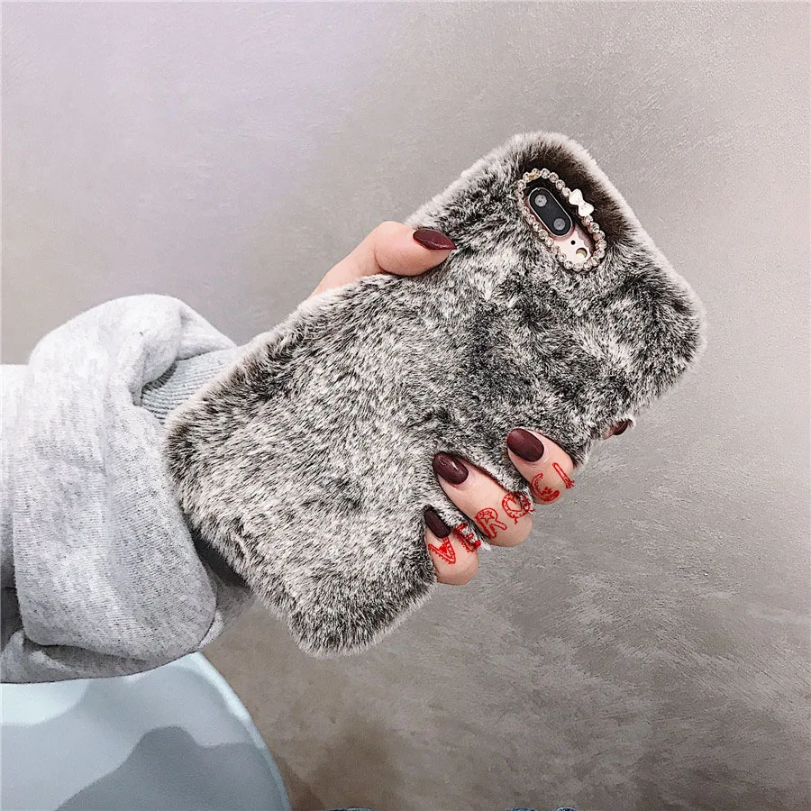 Чехол из кроличьего пушистого меха для Huawei Y5 Y6 Y7 Y9 2019 Prime Pro 2018 теплый чехол с