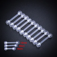 10pcs clear acrylic bar stud earring cartilage piercing flexible lip ring prevent allergy ear helix tragus for women jewelry 16g
