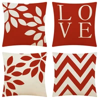 red geometric series cotton hemp pillowcase car pillow cover sofa cushion home decor car cushion
