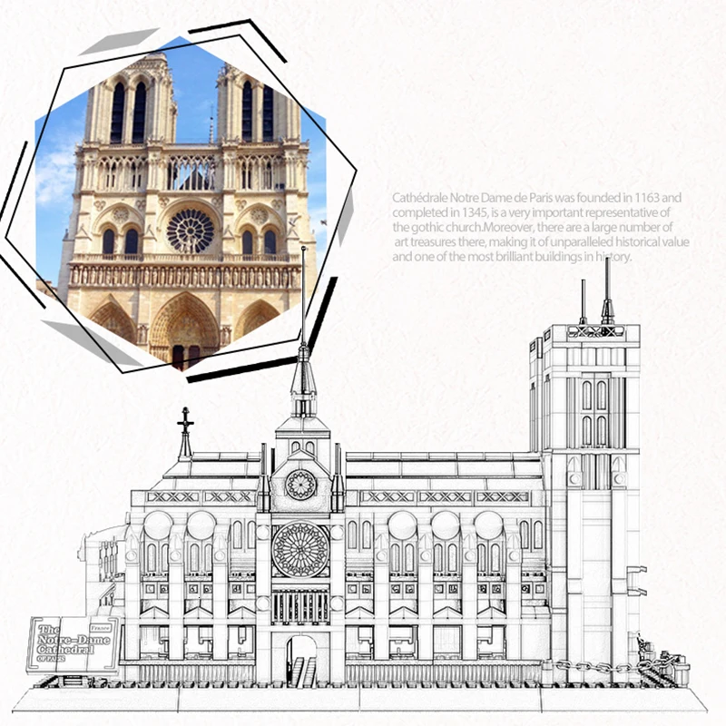 Современная архитектура Нотр дама Парижа Классическая Модель Skyline DIY