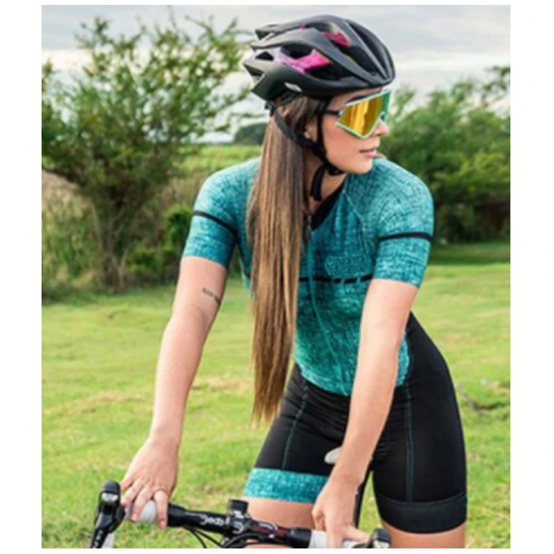 

2020 Women Pro Team Triathlon Suit Cycling Jersey Skinsuit Maillot Bicycling Clothes Ropa Ciclismo Short Sleeve Set 19D Gel Pad