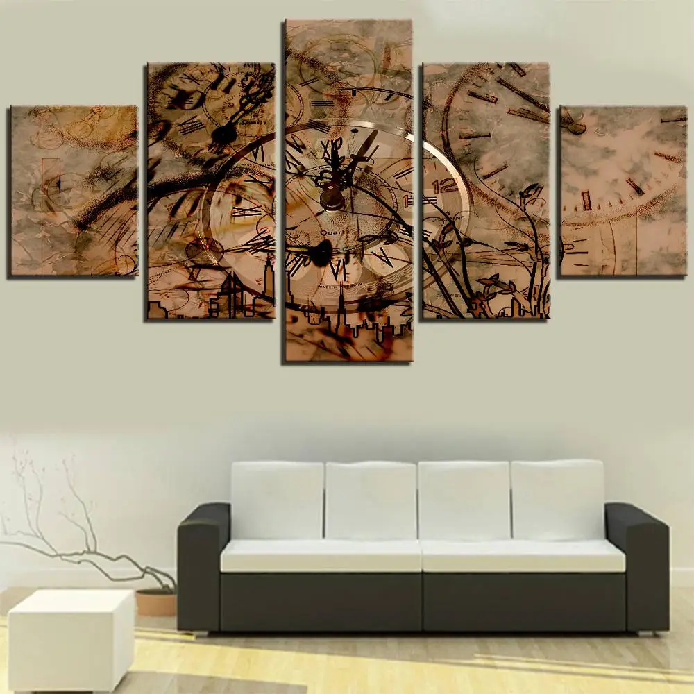 5 шт. часы Ретро Холст Живопись Древние постеры паровой возраст картинки для