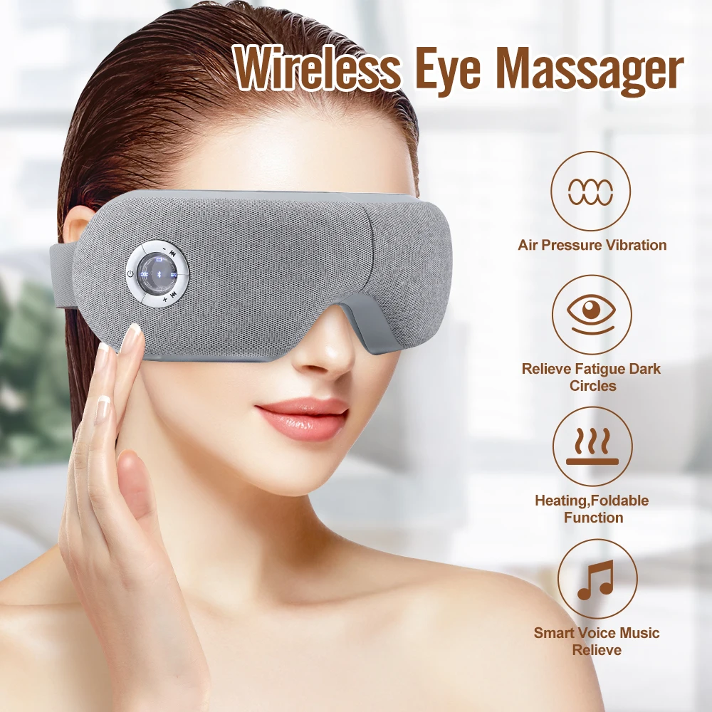 

Wireless Air Pressure Vibration Eye Massager Eye Care Instrument Heating Smart Voice Music Relieve Fatigue Dark Circles Foldable