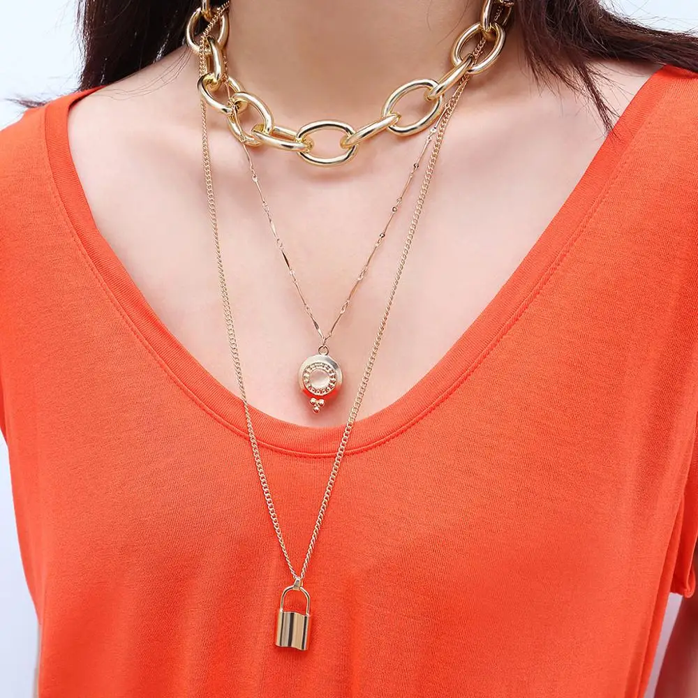 Индивидуальное ожерелье Ретро металлическая медная пластина замок свитер с