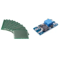 10pcs double side 5x7cm pcb strip board printed circuit 1 pcs dcdc step up boost 2 24 v 5 28 v connect module