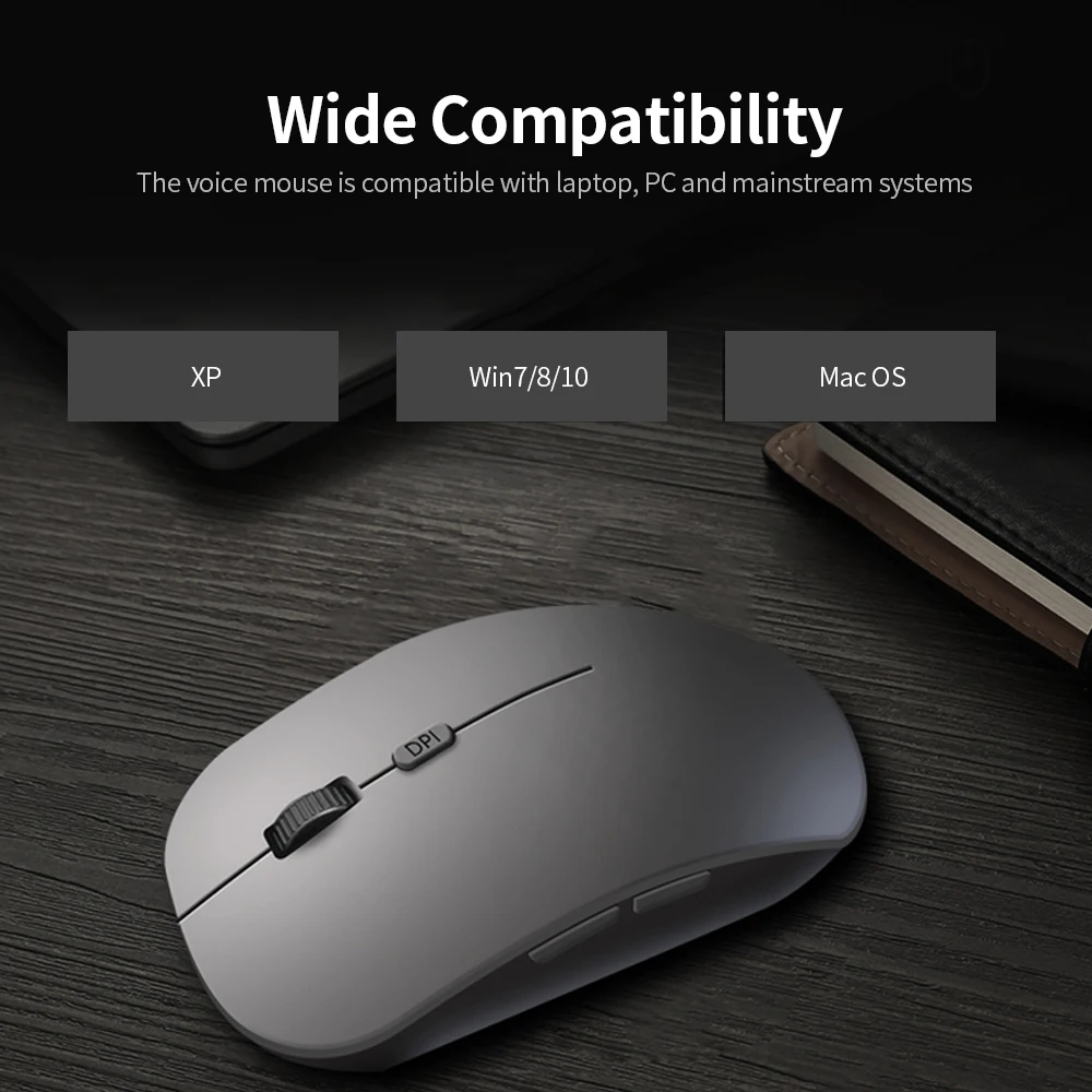 

X12 AI Intelligent Voice Mouse 2.4G Wireless Silent Office Mouse 1000DPI Voice Typing/Translation Mouse for Win7/8/10/XP/Mac
