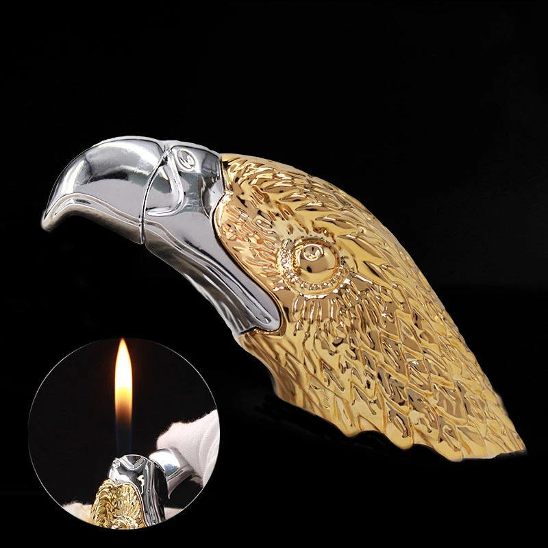 

Creative Eagle Head Metal Lighter Personalized Butane Gas Open Flame Cigarette Lighter Men'S Gift Cigarette Accessories
