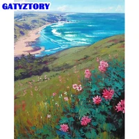 gatyztory painting by number seascape diy frame drawing on canvas handpainted picture by numbers flower home decoration