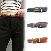 fashion snake pattern thin belt for women metal buckle waist strap luxury designer jeans dress all match decorative waistband