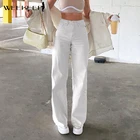 Женские джинсы с высокой талией Weekeep, винтажные повседневные Прямые брюки с высокой талией в уличном стиле, Летние Элегантные классические брюки Harajuku