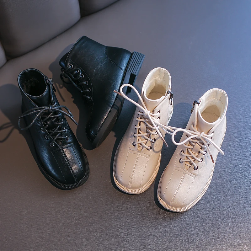 Осенние детские Ботинки Martin Детская обувь из искусственной кожи Ботильоны для