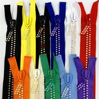 2 10pcs 24inch60cm dual strand czech crystal zippers ab crystal rhinestone separating zippers base dress colthes sewing 10