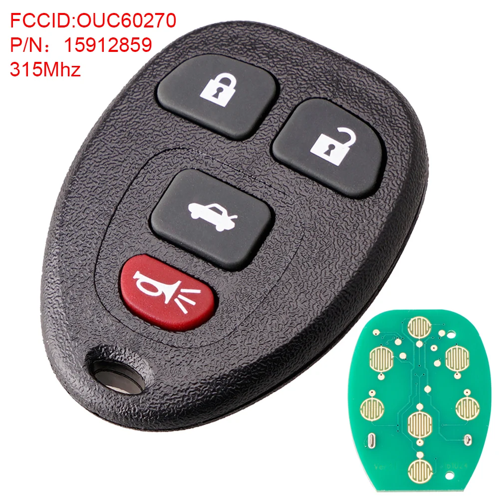 

4 Buttons 315Mhz Remote Keyless Entry Remote Key Fob Car Key OUC60270 Fit for 2007 2008 2010 2011 2012 2013 Chevrolet Impala