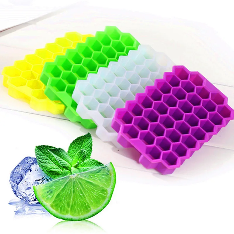 

Silica Honeycomb Ice Cube Tray 37 Cubes Silicone Ice Cube Maker Mold With Lids For Ice Cream Party Whiskey Cocktail Cold Drink