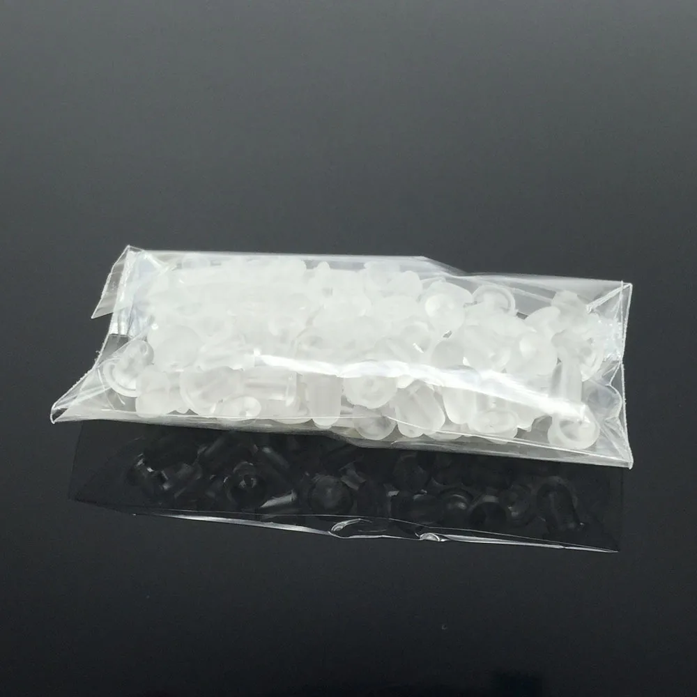 100pcs 100 шт./лот, Прозрачная мягкая силиконовая резиновая серьга для спины, безопасная пробка для пули, резиновые ювелирные аксессуары, самодельные детали, затычки для ушей - Color: 100pcs