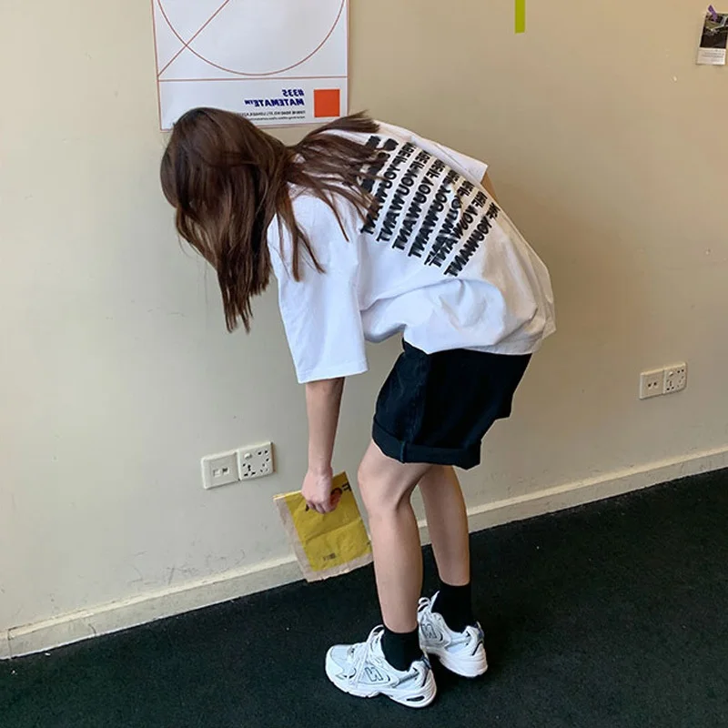 

Женская футболка в японском стиле ретро с коротким рукавом, модель 2021 года, свободная футболка в Корейском стиле, в стиле Ins, в стиле Харадзюк...