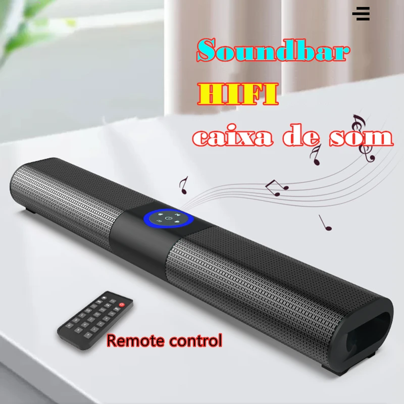 

Беспроводной Bluetooth-динамик для домашнего кинотеатра, ТВ-саундбар, 3D стерео сабвуфер объемного звучания с RGB цветным освещением, FM-радио, пульт дистанционного управления