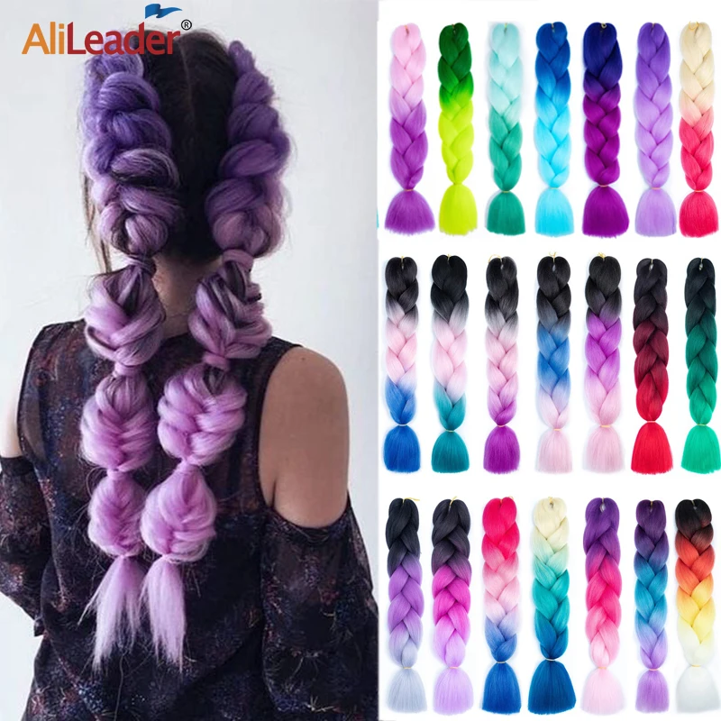 

Synthetic 24Inch 100G Jumbo Braid Hair Synthetic Braiding Hair Extension Ombre Jumbo Braiding Hair For Women Heat-Resistant