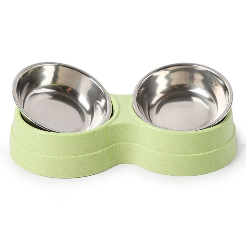 

Pet Double Bowls Dog Food Water Feeder Stainless Steel Cat Drinking Dish Feeder Pet Puppy Supplies Small Dogs Cats Feeding Bowls