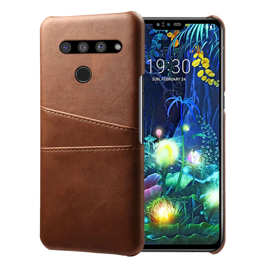 SCK кожаный держатель для карт со слотами чехол s для LG V50 чехол thinq тонкий гибридный жесткий пластиковый чехол для телефона - Цвет: Шоколад