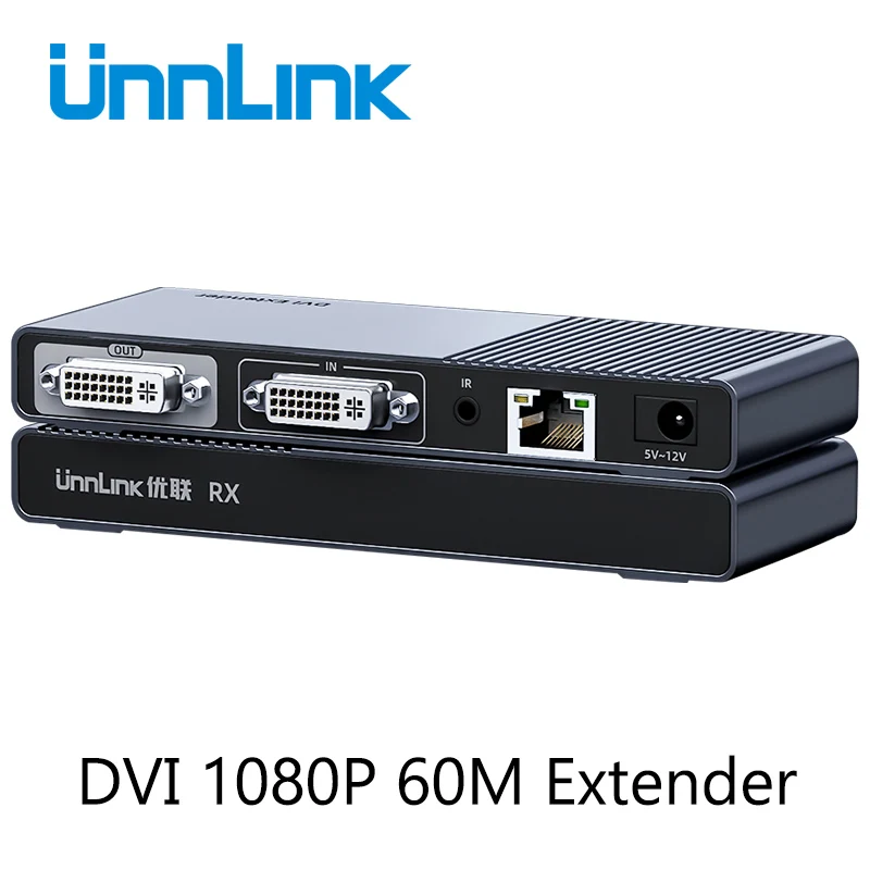 

Unnlink DVI Network Extender 60m LAN RJ45 Cat6 Ethernet Extension FHD 1080P 60Hz Transmitter with DVI Output IR Signal Transmiss