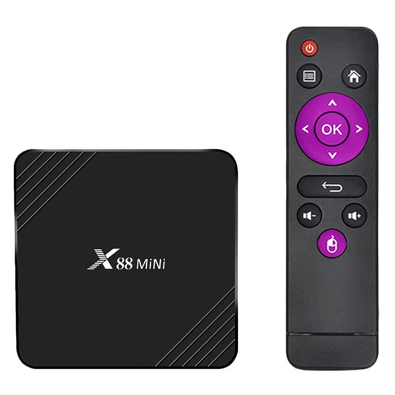 X88 Мини Android 9 0 ТВ приставка 2 Гб ОЗУ 16 ПЗУ 4K медиаплеер Поддержка H.265 Uhd 4 ГГц Wifi Rk3318
