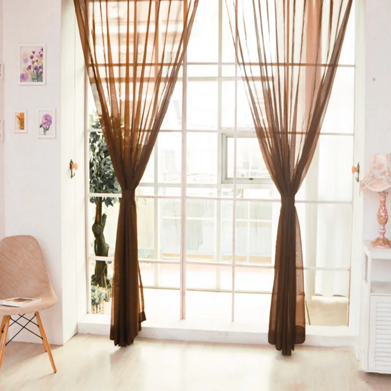 Занавески однотонные тюлевые занавески на двери и окна драпировочные панели