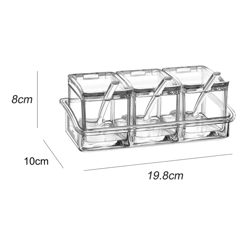 Прозрачный приправа горшки для специй 3 предмета коробка хранения контейнерная