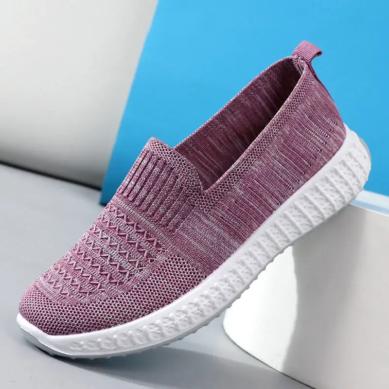 

Women's Stretch Knit Single Shoes 2021 Spring Fashion Breathable Soft Bottom Wild Woven Women's Shoes Flat Casual Shoes