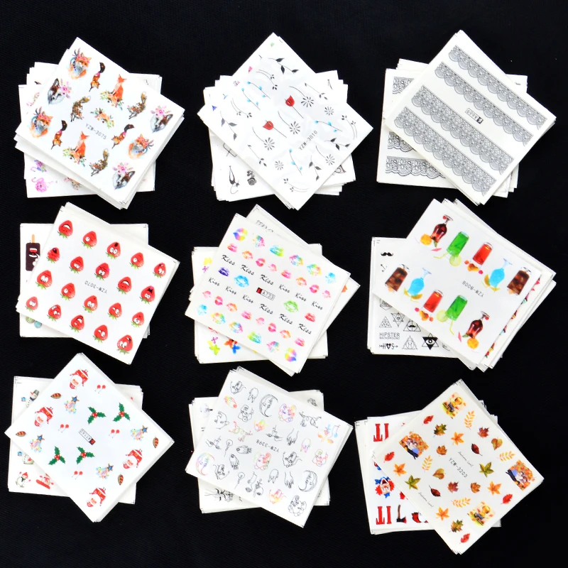 1 комплект наклейка на ногти водная цветочное рождественское наклейки много