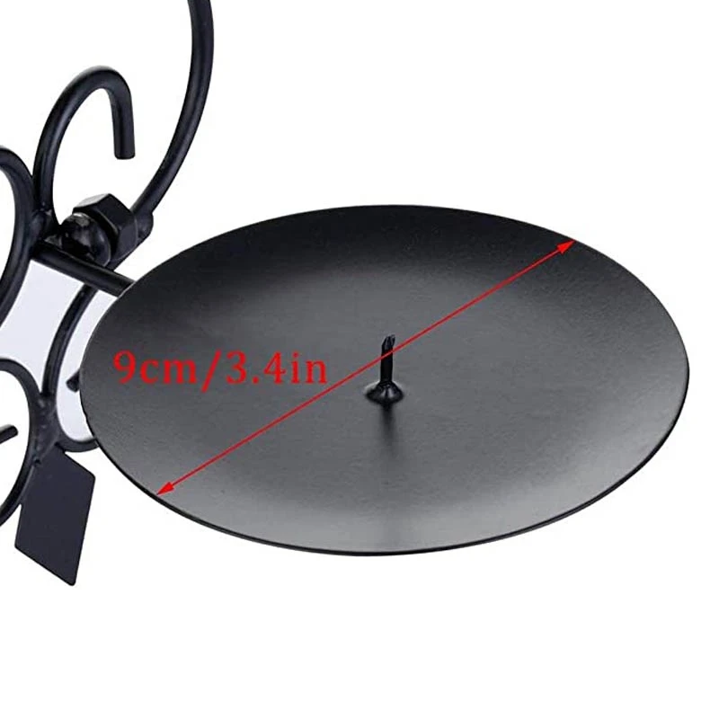 

Candle Holder Classical Curved Flower Wall Hanging Candle Holder Black Column Wax Tray Candle Holder