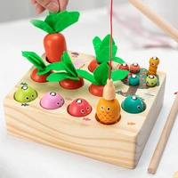 3 in 1 catching game toy radish pulling fishing insect for children early education educational wooden toys kids birthday gift