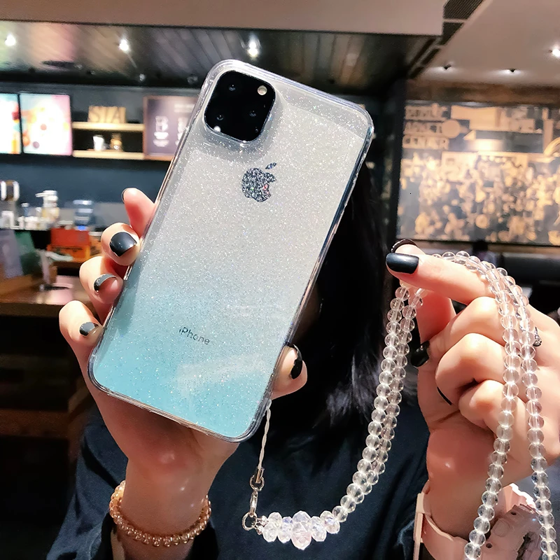 Роскошный модный градиентный Сияющий Чехол для телефона для iPhone 6, 6 S, 7, 8 Plus, 11 Pro Max, чехол, прозрачный мягкий чехол для iPhone X, XS, MAX, XR - Цвет: 2