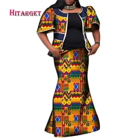 fashion african top and skirt sets for women bazin riche african women clothing dashiki 2 pcs coat and skirts suit wy6695