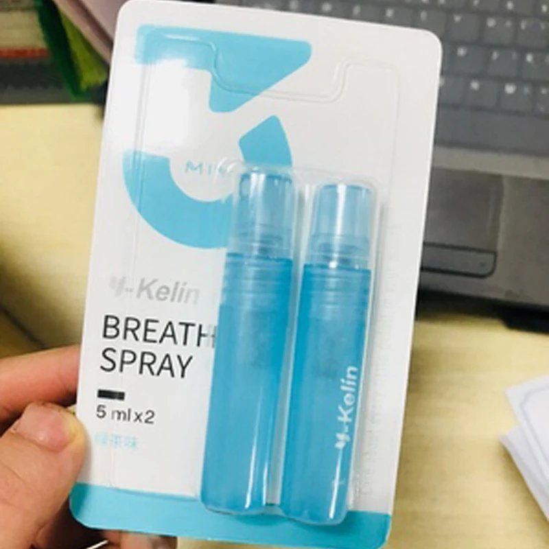 

Y-Kelin Mouth Freshener Spray Breath Oral Women Men Bad Treatment Mint Green Tea Clean 5ml Two Piece