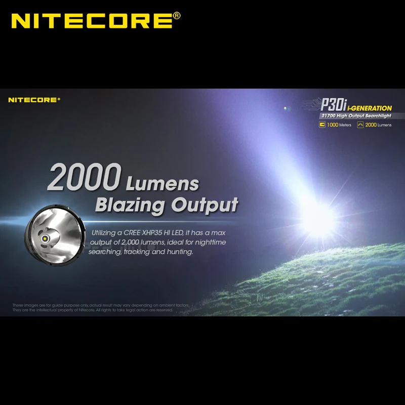 Охота светильник 1000 м длинный заброс NITECORE P30i 2000 люмен 21700 высокое Выход поиск флэш