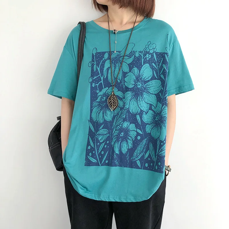 Женские летние футболки с цветочным принтом тонкие повседневные 91-99% хлопка