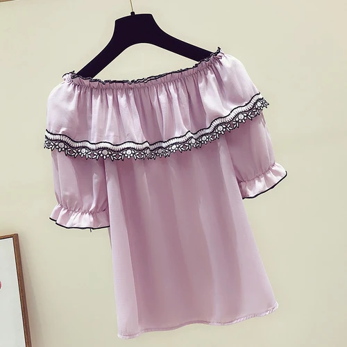 Camisa de AlgodAo Manga curta O-pescoCo Das Mulheres Camisas Slim Fit Blusa 2019 Senhoras Tops |