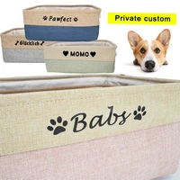 personalized dog cat storage basket box custom pet toy bins canvas collapsible free print name