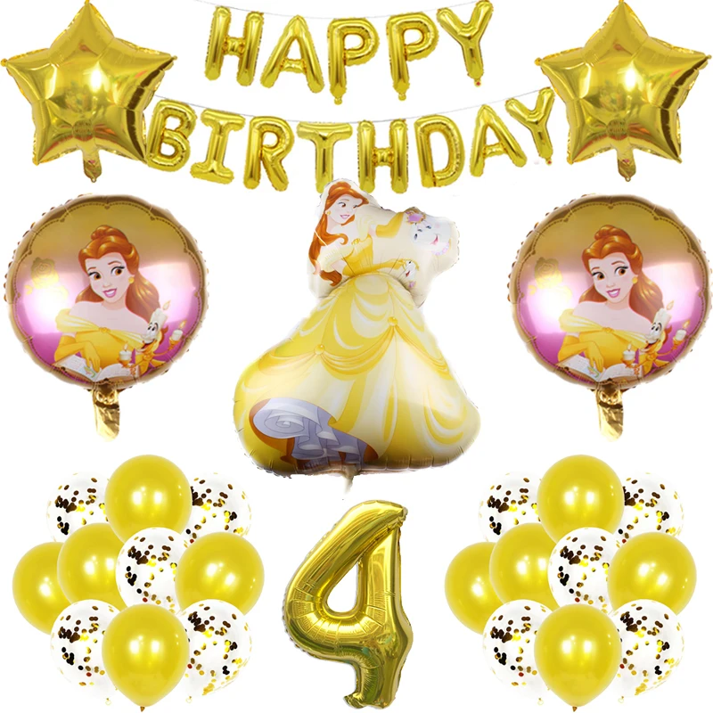 Juego de globos de helio de La Bella y La Bestia para ni&ntilde;os, globos de aluminio con n&uacute;mero de 32 pulgadas, decoraciones para fiesta de cumplea&ntilde;os, juguetes para ni&ntilde;os, 1 Juego-3